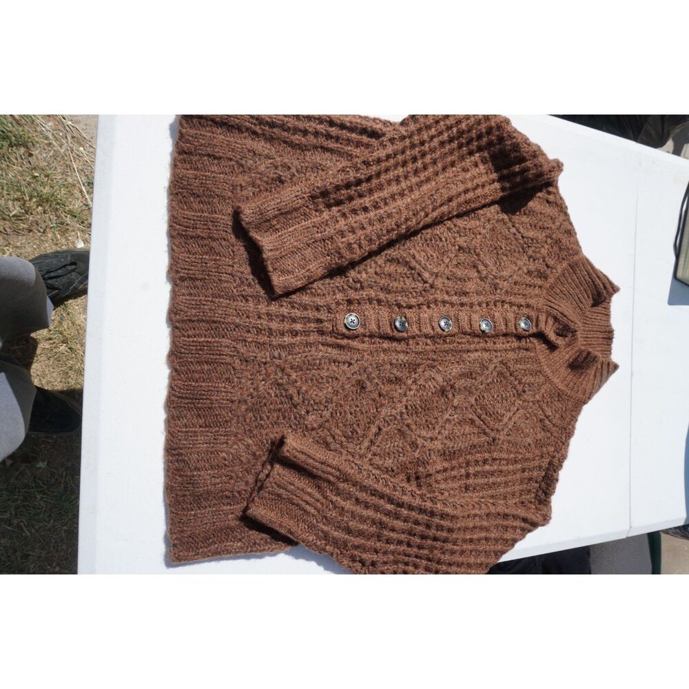 American Eagle Sweater Wool Feel 3/4 Button Cute Warm Cozy Holiday Ready